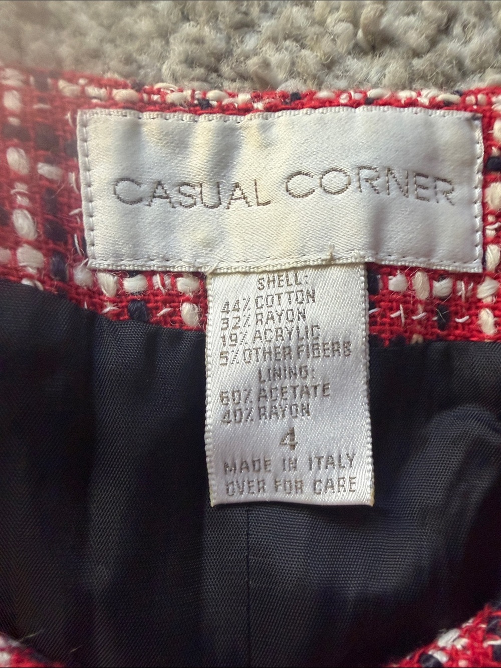 Casual Corner Red Tweed Old Money Jacket Chanel Style Size 4 - Picture 6 of 6